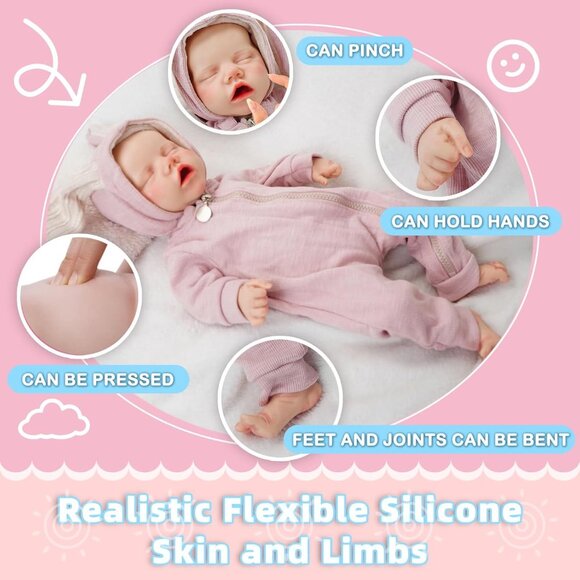 🆕17 Inch Realistic Reborn Baby Doll Silicone-Made & Lifelike Newborn Baby Girl - Picture 10 of 12